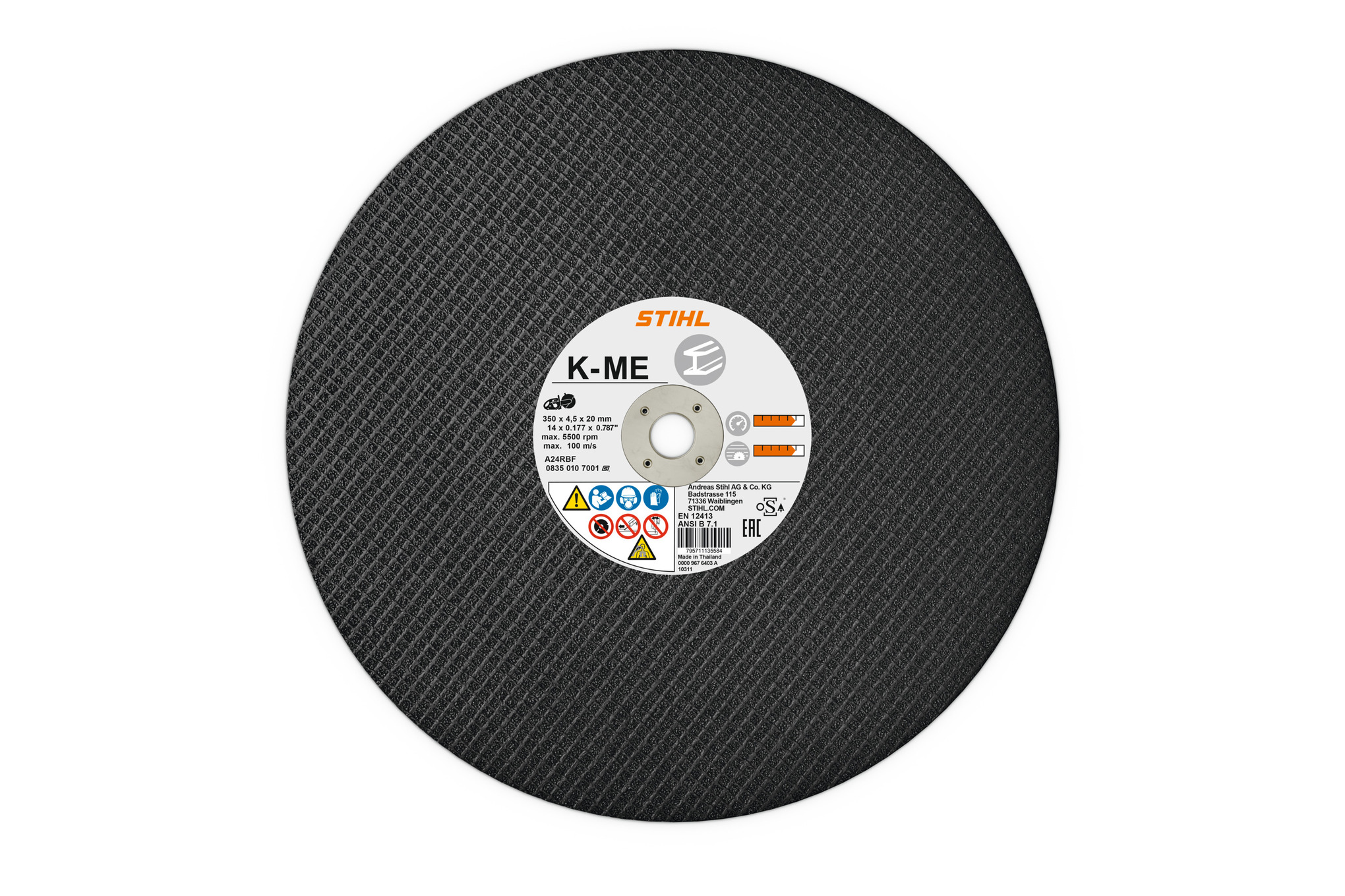 Disc de debitat abraziv, Oțel de construcții, K-ME, Ø 400mm/16"