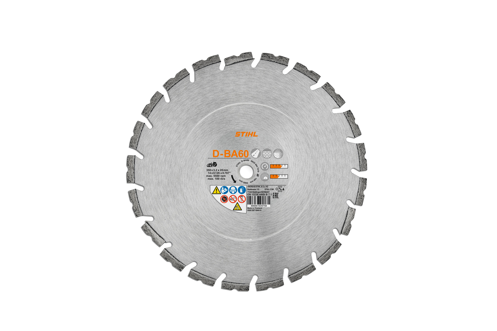 Disc de debitat diamantat, beton/asfalt, D-BA60, Ø 350mm/14"