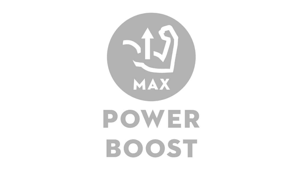 Pictogramă cu un braț îndoit și o săgeată îndreptată în sus, sub care se află „Max” și „Power Boost” 